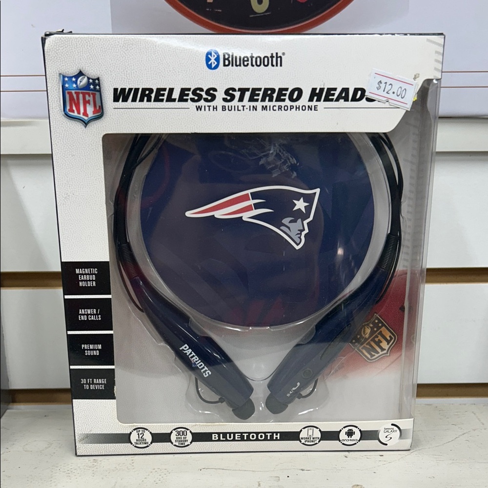 NFL Bluetooth Headset with Patriots Logo